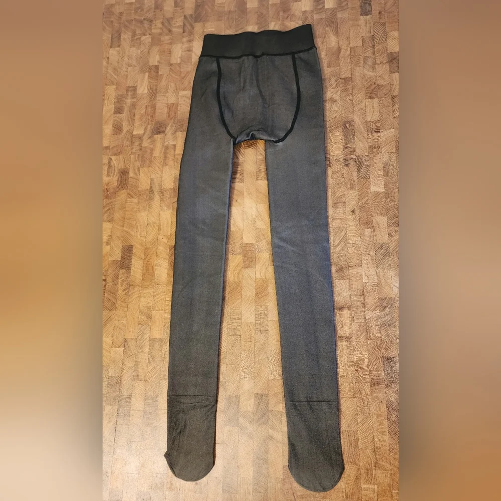 🍂🍁❄️Heavy, lined, footed tights, black no size, see measurements new w/o tags.
